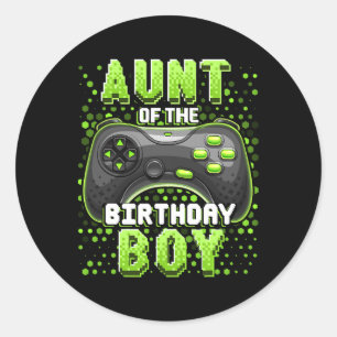 Tante jongen die videospel speelt ronde sticker