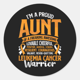 Tante Leukemie Kanker Bewustzijn Overlevende Oranj Ronde Sticker