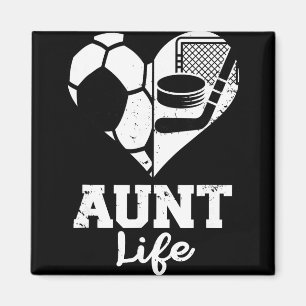 Tante Leven Voetbal Hockey Hart Gespleten Sport Ga Magneet