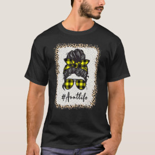 Tante Life Bleaching Auntlife Leopard Messy Bun Mo T-shirt