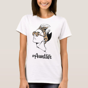 Tante Life Messy Bun Hair Bandana Leopard Play Mot T-shirt