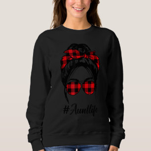 Tante Life Messy Bun Hair Leopard Red Pset Moeder Trui