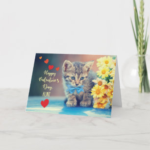 Tante Love Valentijn Kitten met Gele Daisies Kaart