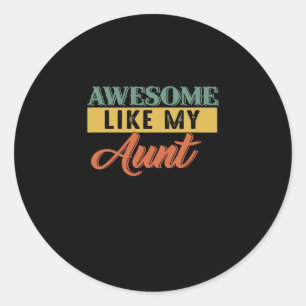 Tante Lover Retro Geweldige zoals mijn tante Ronde Sticker