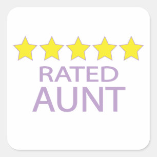 Tante met vijf sterren vierkante sticker