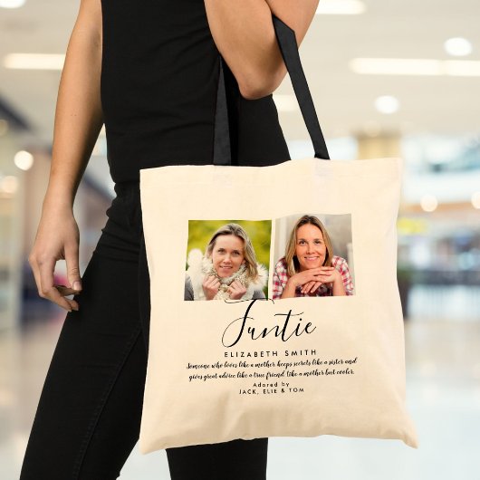 Tante moderne script citaat foto tote bag