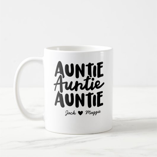 "Tante" Mug avec jusqu'à 2 noms d'enfants (Gauche)