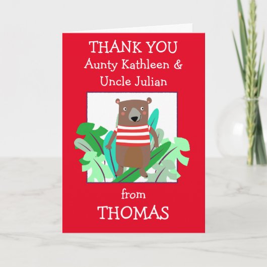 Tante noemt Schattigee Beren bladeren Bedankkaart (Voorkant)