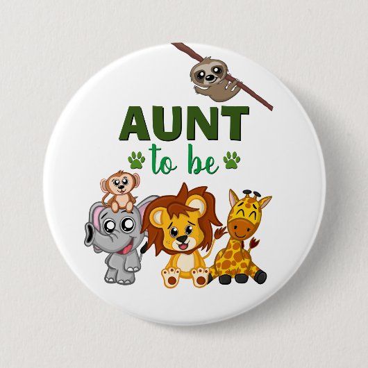 Tante Oerwoud Safari dierentuin Baby shower Ronde Button 7,6 Cm (Voorkant)