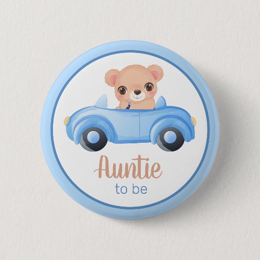 Tante om Beer Boy Baby shower Button (Voorkant)