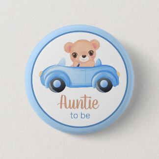 Tante om Beer Boy Baby shower Button