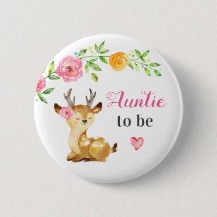 Tante om New tante Baby Girl Shower Woodland te wo Ronde Button 5,7 Cm