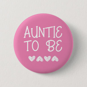 Tante om roze Hearts Baby shower Button