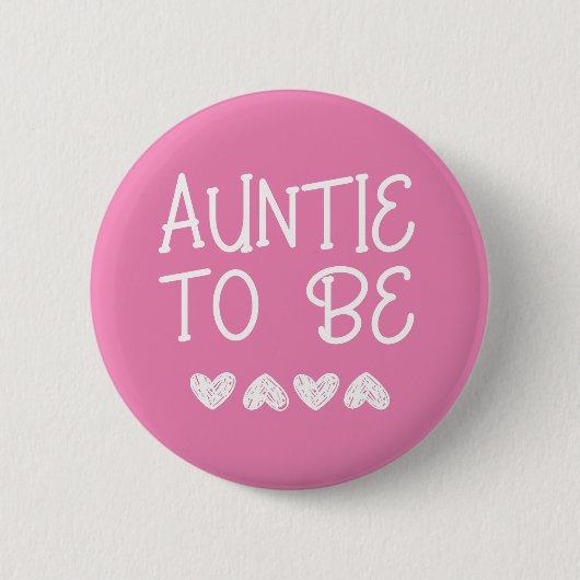 Tante om roze Hearts Baby shower Button (Voorkant)