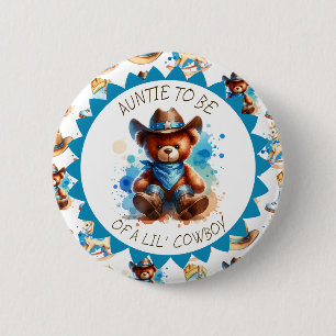 Tante om te zijn Baby shower van Cowboy Teddy Be Ronde Button 5,7 Cm
