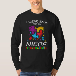 Tante oom ik Draag blauw voor mijn nicht autisme. T-shirt