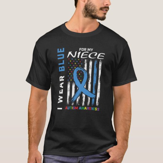 Tante oom ik Draag blauw voor mijn nicht autisme. T-shirt (Voorkant)