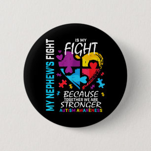 Tante Oom Puzzel Hart Blauwe Vechtende Neef Au Ronde Button 5,7 Cm