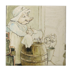Tante Pettitoes en drie biggen van Beatrix Potter Tegeltje