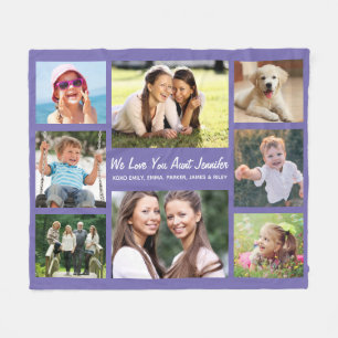 Tante Photo Collage Paars Fleece Deken