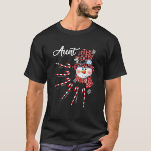 Tante Snowman Candy Cane Kerstrood Pet T-shirt