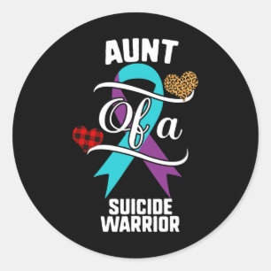 Tante Suicide Awareness Leopard Buffalo Plaid Fami Ronde Sticker