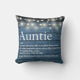 Tante Tante Definitie Lichtjes Blauw Rustiek Kussen