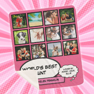 Tante Tante Fun Comic Meisjesachtig Roze Fotocolla Sherpa Deken