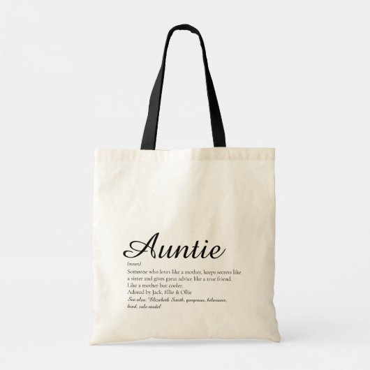 Tante Tante Personalized Definitie Citaat Script Tote Bag (Achterkant)
