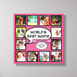 Tante Tante Roze Modern Koel Plezier Foto Collage Canvas Afdruk
