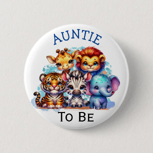 Tante te worden   Dierenpark Baby shower Ronde Button 5,7 Cm