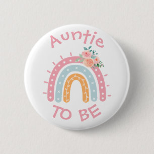 Tante te zijn Baby shower Button Roze Regenboog