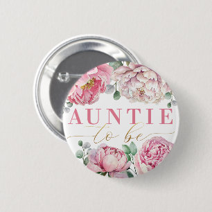 Tante te zijn Waterverf Bloemen Baby shower Ronde Button 5,7 Cm