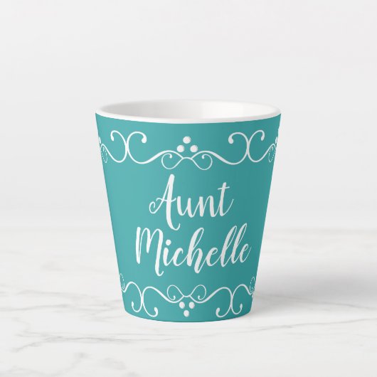 Tante Typographie Turquoise Nom Coffee Mug (Devant)