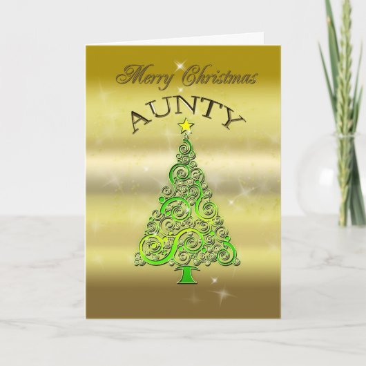 Tante, une carte de Noël à effet or (Devant)