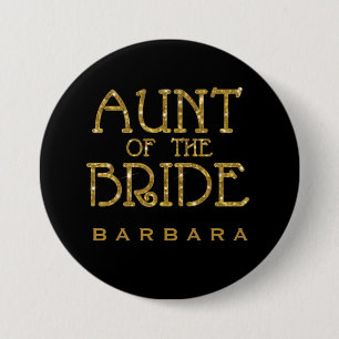 tante van de Bride Gold Faux Glitter Nametag Ronde Button 7,6 Cm
