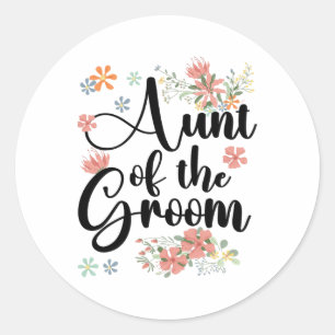 Tante van de bruidegom bloemen bruidegom's tante v ronde sticker