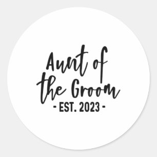 Tante van de bruidegom Est 2023 Opgericht Schattig Ronde Sticker