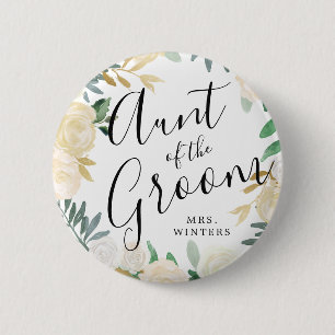 Tante van de Groom Bruine bruidsroze bruiloft Ronde Button 5,7 Cm
