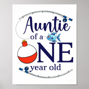Tante van de grote één vissen jongen eerste verjaa poster