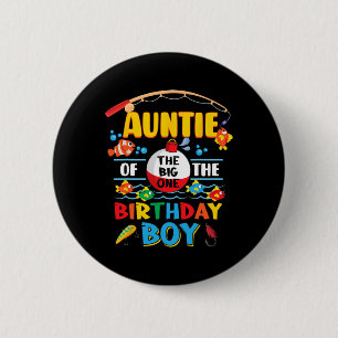 Tante van de Grote Vist 1e verjaardag van Oishal Ronde Button 5,7 Cm