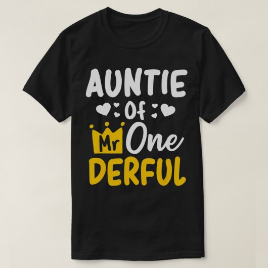 Tante van de heer Onederful 1e feestje Matching Fa T-shirt (Design voorkant)
