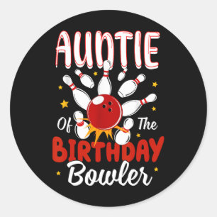 Tante van de verjaardag Bowler Kind Bowling Party Ronde Sticker