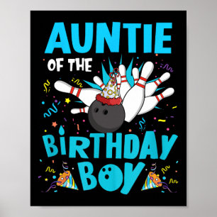 Tante van de verjaardag Boy Bowling Bowler familie Poster