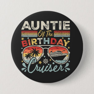 Tante van de verjaardagscruiser vakantieronde ronde button 7,6 cm