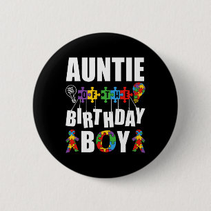 Tante van de verjaardagsjongen Autisme Bewustzijn Ronde Button 5,7 Cm