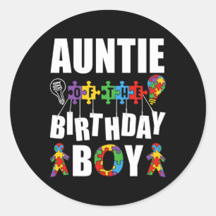 Tante van de verjaardagsjongen Autisme Bewustzijn Ronde Sticker