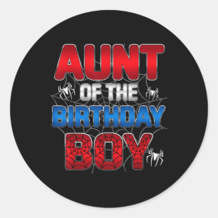 Tante van de verjaardagsjongen Matching Spider Fam Ronde Sticker