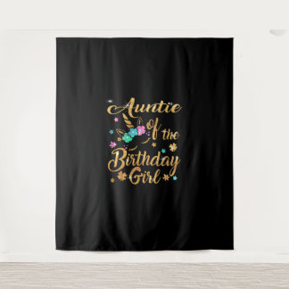 Tante van de verjaardagsmeisje eenhoorn T-shirt Wandkleed