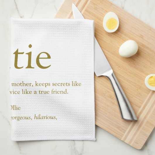 Tante van de Wereld Definitie Gouden Glitters Theedoek (Quarter Fold)